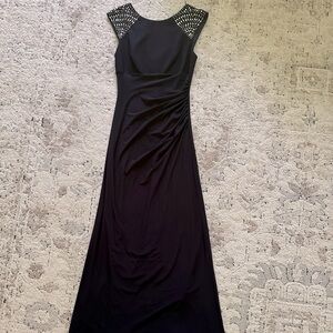 XScape Navy beaded gown / women’s maxi dress
